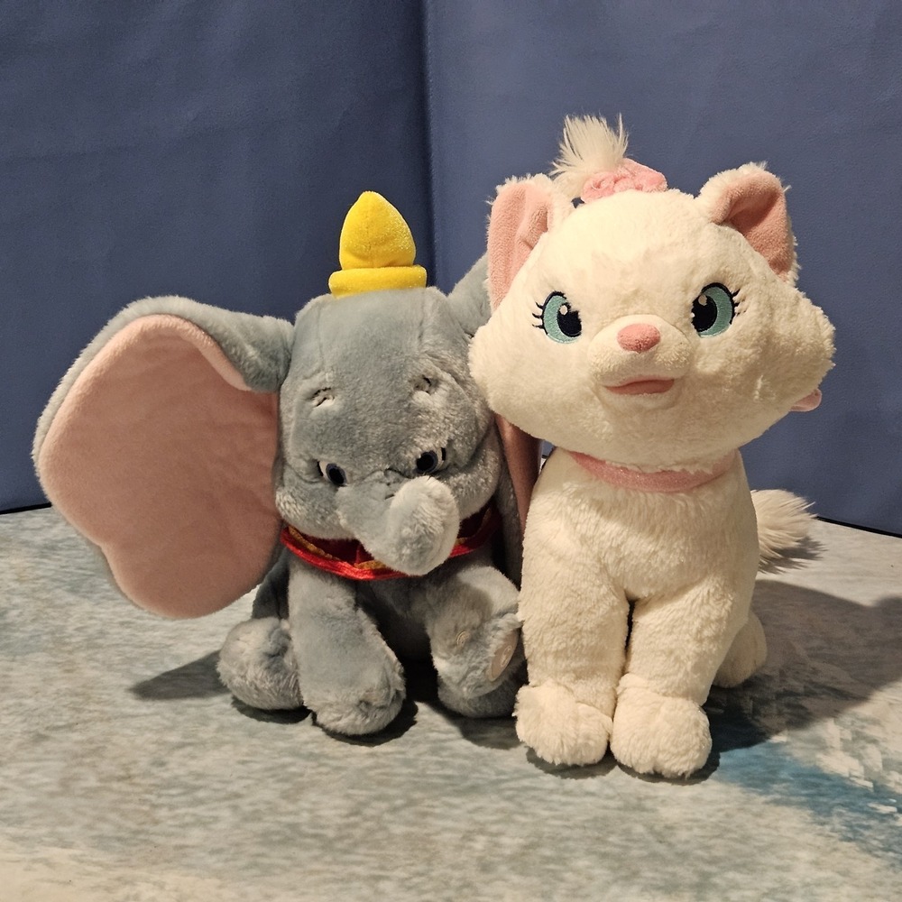 Disney Store Stamped Dumbo & Marie Plush Bundle Lot of 2 Classic 12"